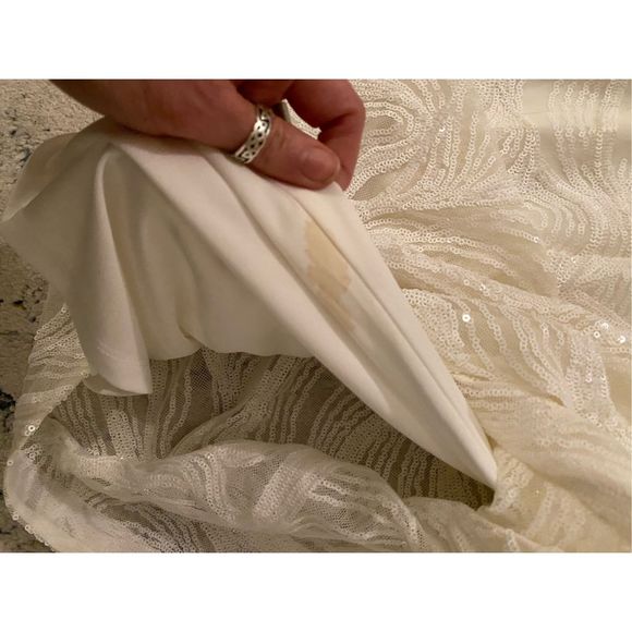 Belle Badgley Mishka Shift Sequin Ivory Sheath Swirly Dress, Size 2, MSRP $179 - Picture 11 of 13